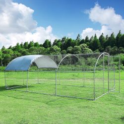 Large Metal Chicken Coop Round Top Upgrade Tri-Supporting Wire Mesh Chicken Run,Chicken Pen with Water-Resident and Anti-UV Cover,Duck Rabbit House Ou