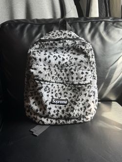 Supreme Snow Leopard Print Sherpa Fleece Backpack