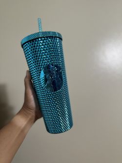Starbucks 2023 Blue Chrome Studded Venti 24oz Tumbler with Straw