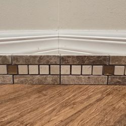 Solano Liner Crema Crema Marfil, Emperador, Mirror 2 X 12 Mosaic Liner Polished