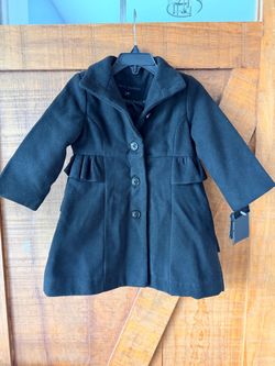 Girl’s Size 2T Black Peacoat with Ruffles