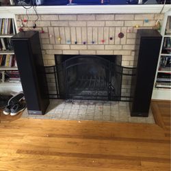 Set of Technics SB-T300 Woodgrain Floor Speakers - 200W 3-Way