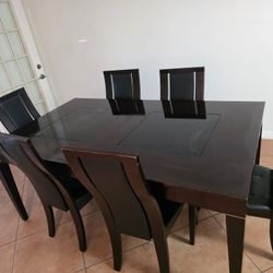 Wood Table With Six Chairs