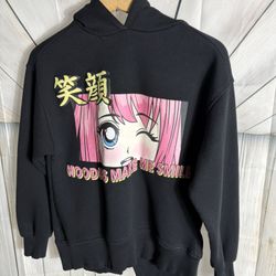 Zara Anime Manga Black Sweatshirt Noodles Make Me Smile Girls/ Teens 11/12