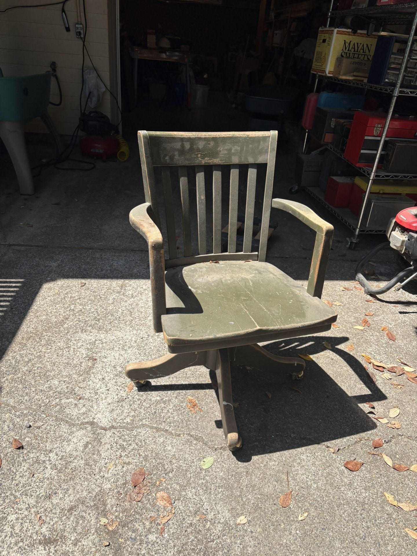 Old Wooden Desk Chair