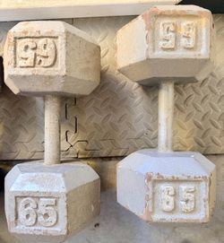 65 LBS Gray Cast Iron Solid Hexagon Dumbbells