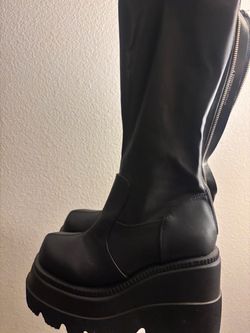 Black Platform Knee-High Boots