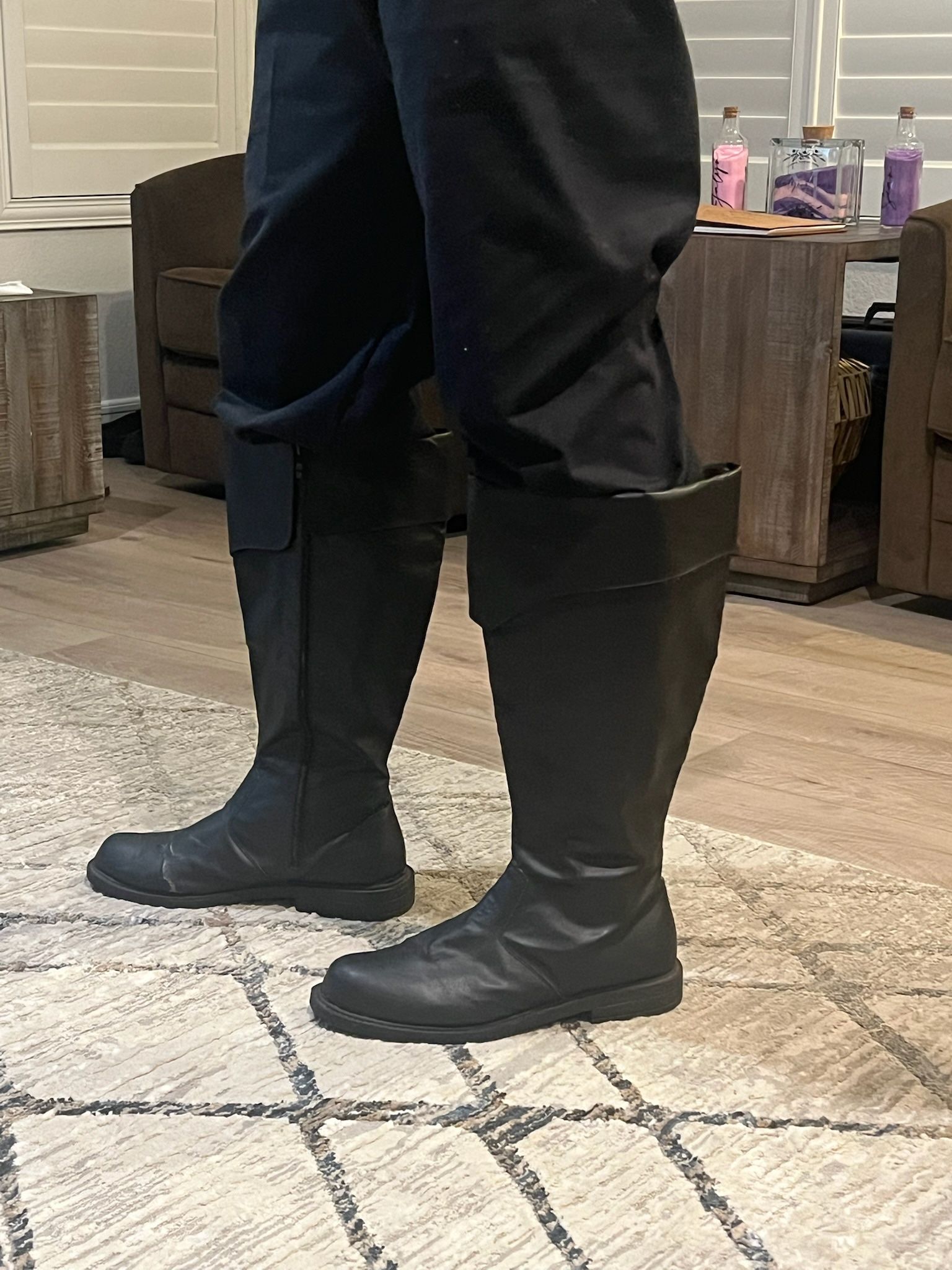 Black Tall Costume Boots – Pirate / Knight / Hero Style (Men’s Size 11–12)