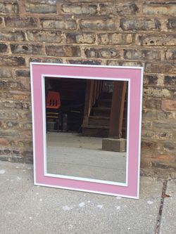 Bebe Pink and White Framed Wall Mirror