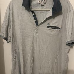 Original Penguin Men's Light Gray Polo with Navy Contrast Collar