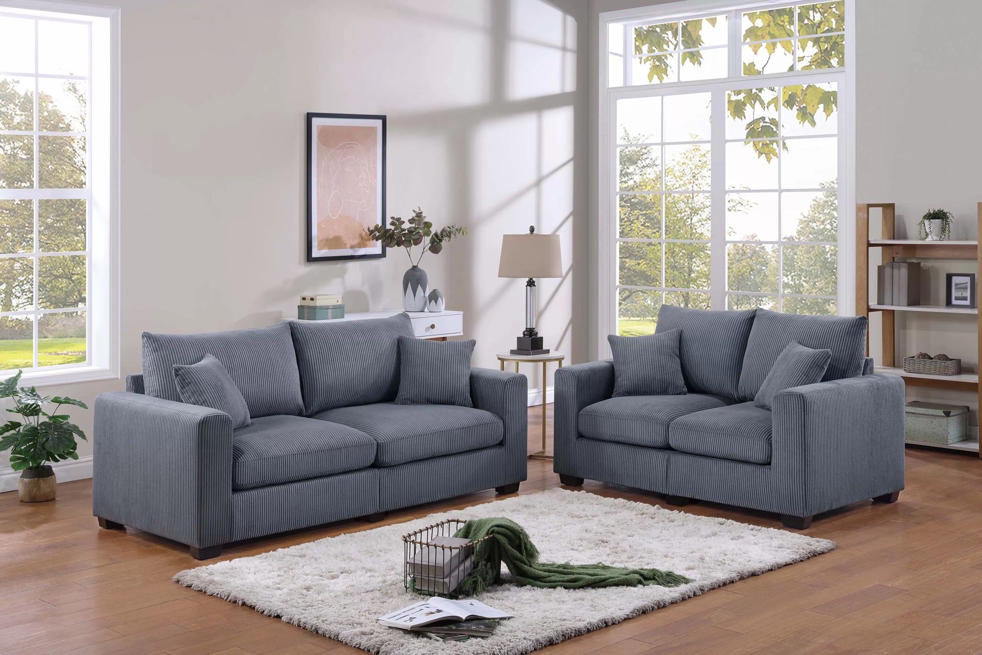 Brand New Comfy Corduroy Sofa Loveseat Set