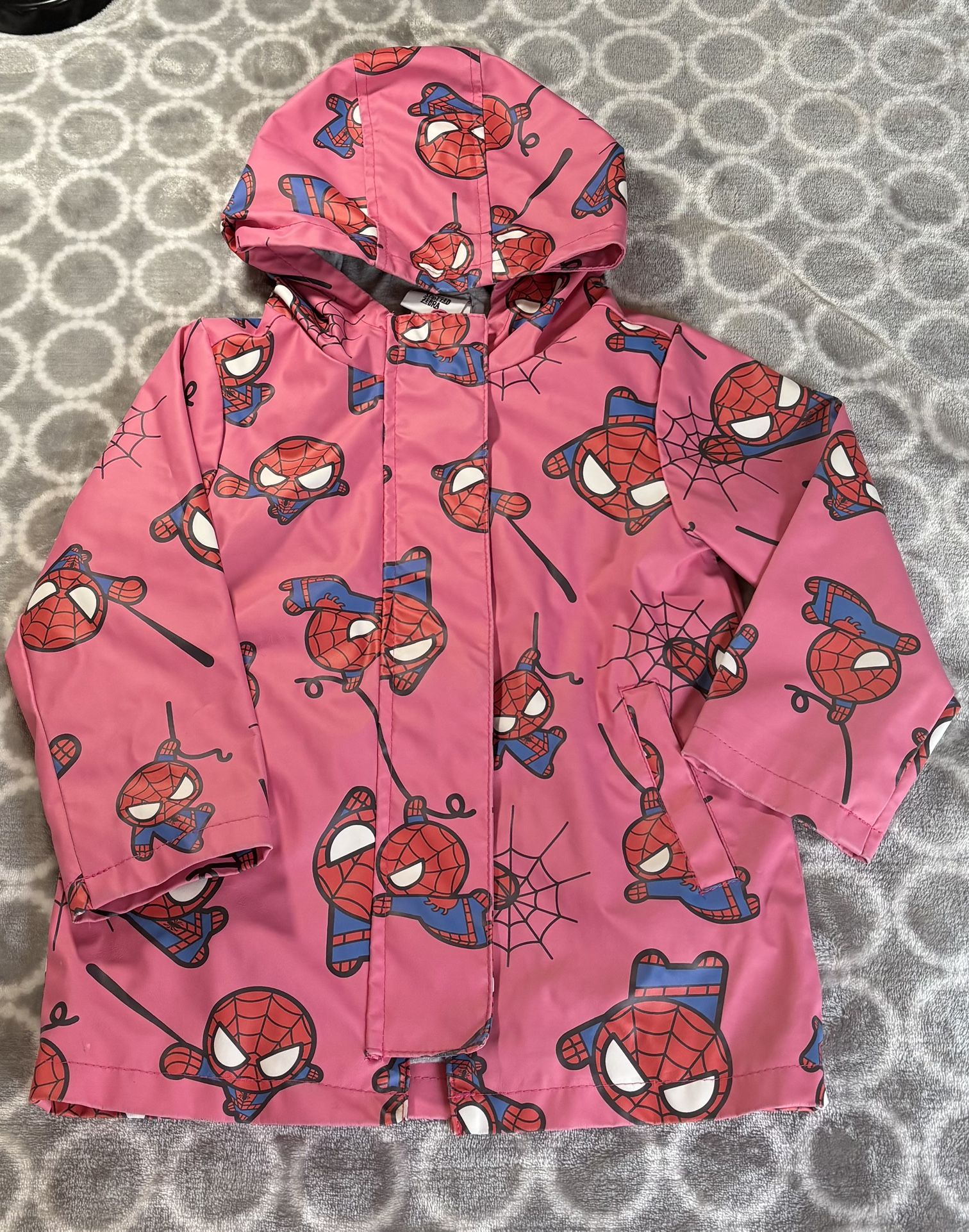 Marvel Spider-Man Kids Rain Jacket - Pink - Hooded Waterproof Coat