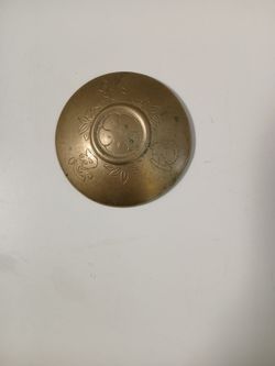 Vintage etched brass incense bowl