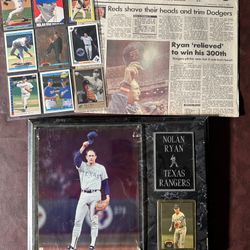 Nolan Ryan Baseball Collectibles, Cards Photo Plaque Newspaper