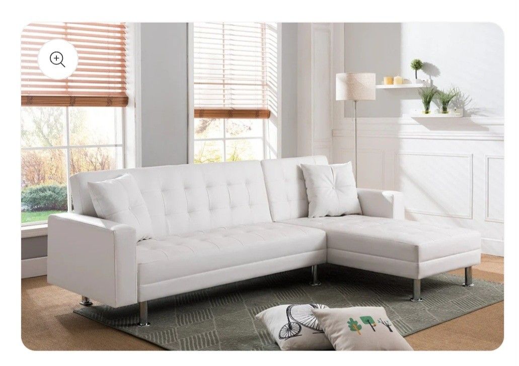 White Sofa Sectional Chase Sleeper