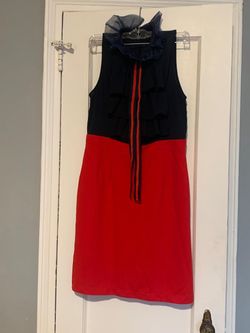 The Moon Woman’s Navy and Red Ruffle-Front  Dress