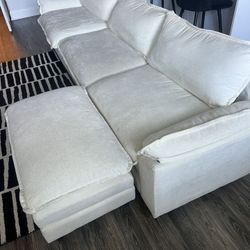 Pillow Top Sofa And Ottoman Beige Chenille 120”