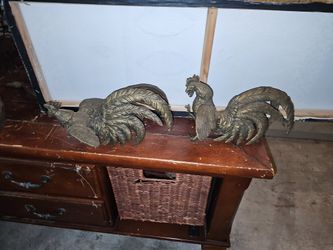 Brass Fighting Roosters - Matched Pair (Gamecocks)