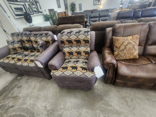 Transitional animal print recliner