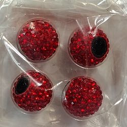 @CNG #25 4 SET RUBY RED DIAMOND RHINESTONES BLINGED OUT BEDAZZLED TIRE VALVE STEM CAPS