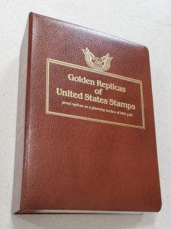 Golden Replicas Of United States Stamps Book With 64 Gold Stamps
