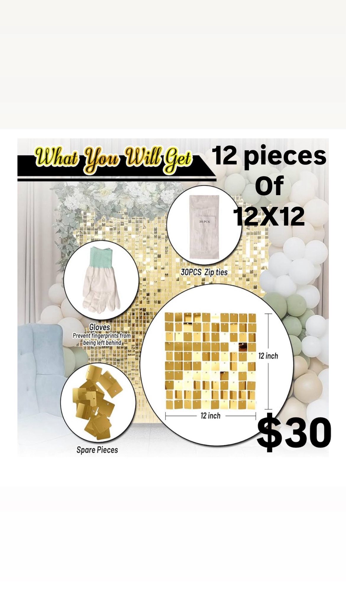 Gold Sequin Shimmer Wall Backdrop NEW