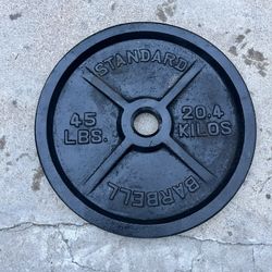 2-Inch  Solid Cast Iron Olympic Weight Plate , 45Lbs