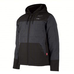 MILWAUKEE Heated Jacket: Unisex, 3XL, Gray, Up to 12 hr, 50 in Max Chest Size, 3 Outside Pockets

