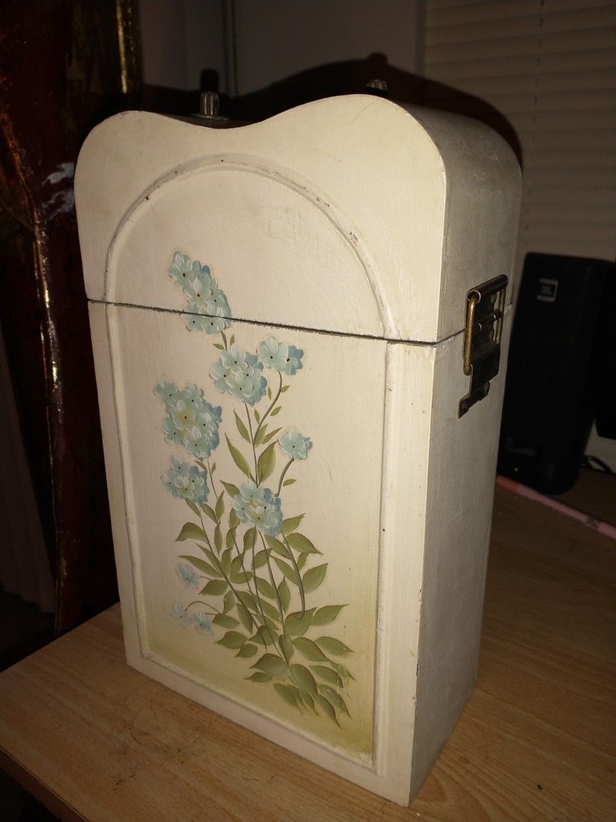 Vintage Hand Painted Wooden Wine Box