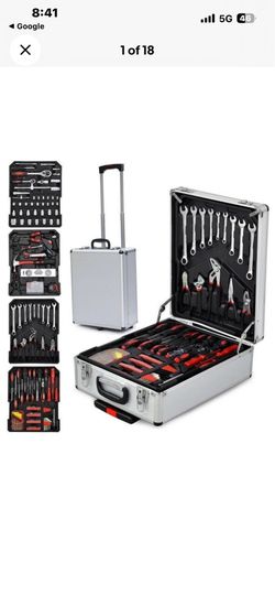 799 Pieces Aluminum Trolley Case Mechanics Tool Set with Adjustable Wrench Home