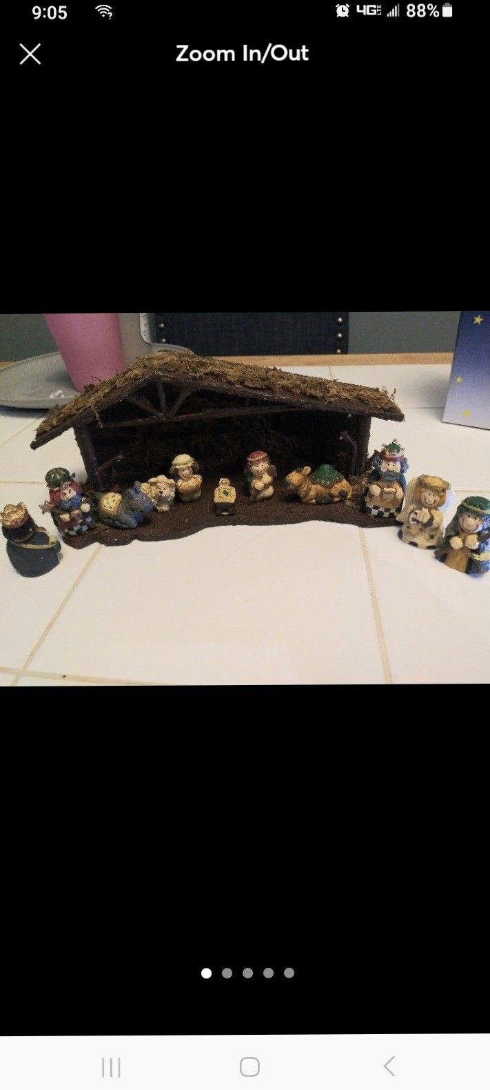 Carved Nativity Set. With Box