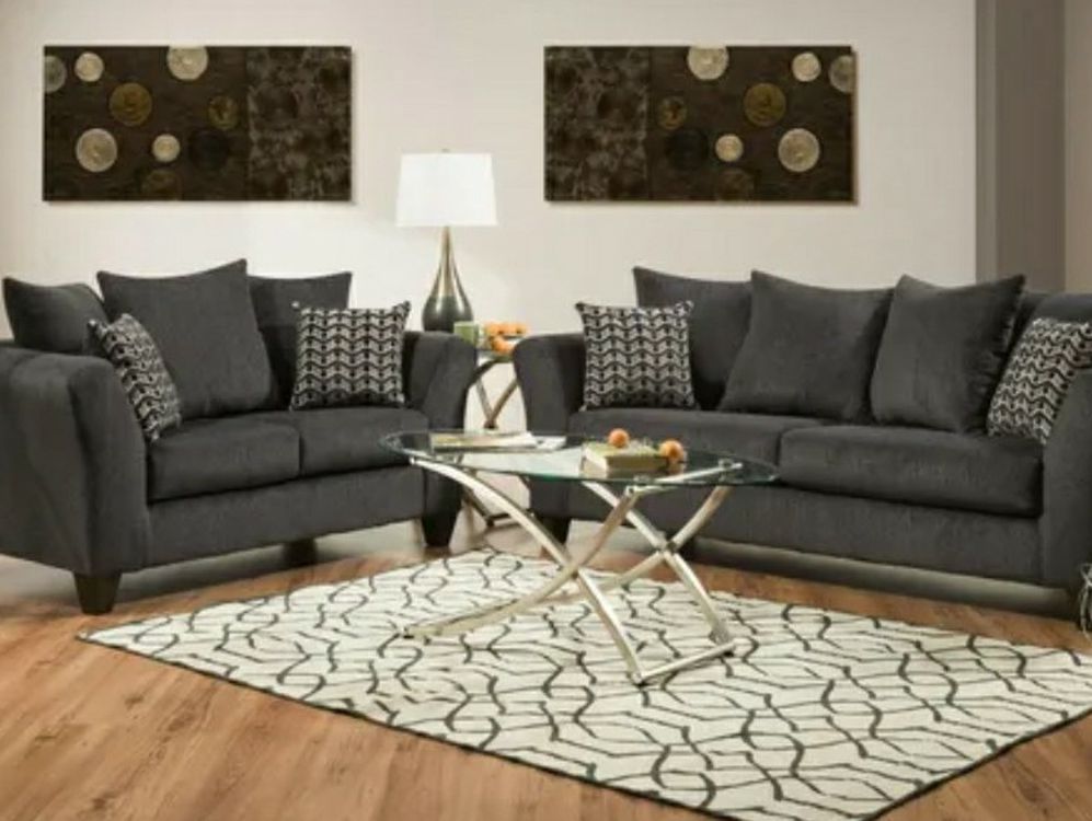 Charcoal Gray 2 Piece Sofa Set