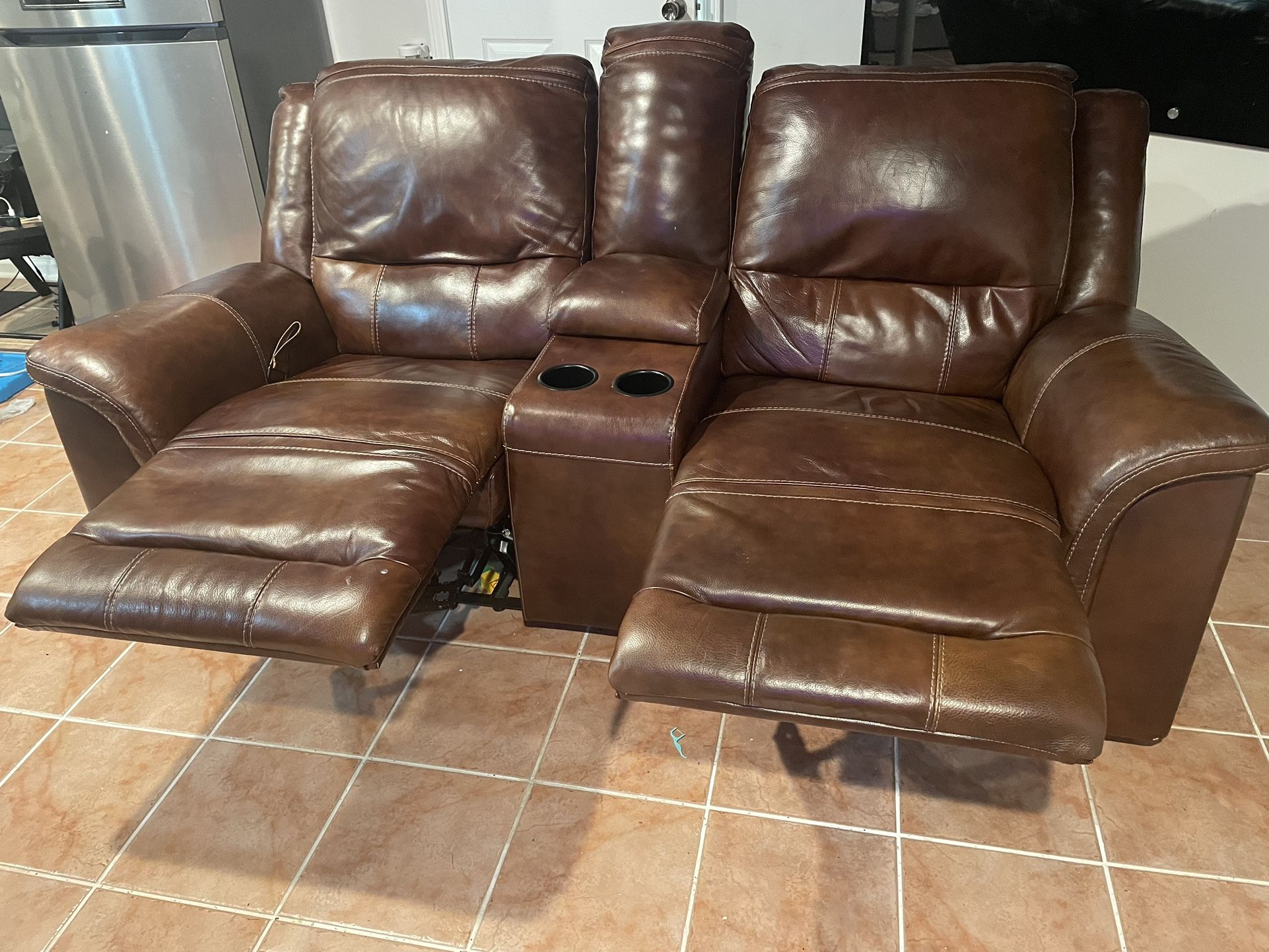 Leather Recliner Sofas (Chestnut Brown)