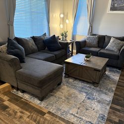 Grey Sofa with Chaise and Loveseat