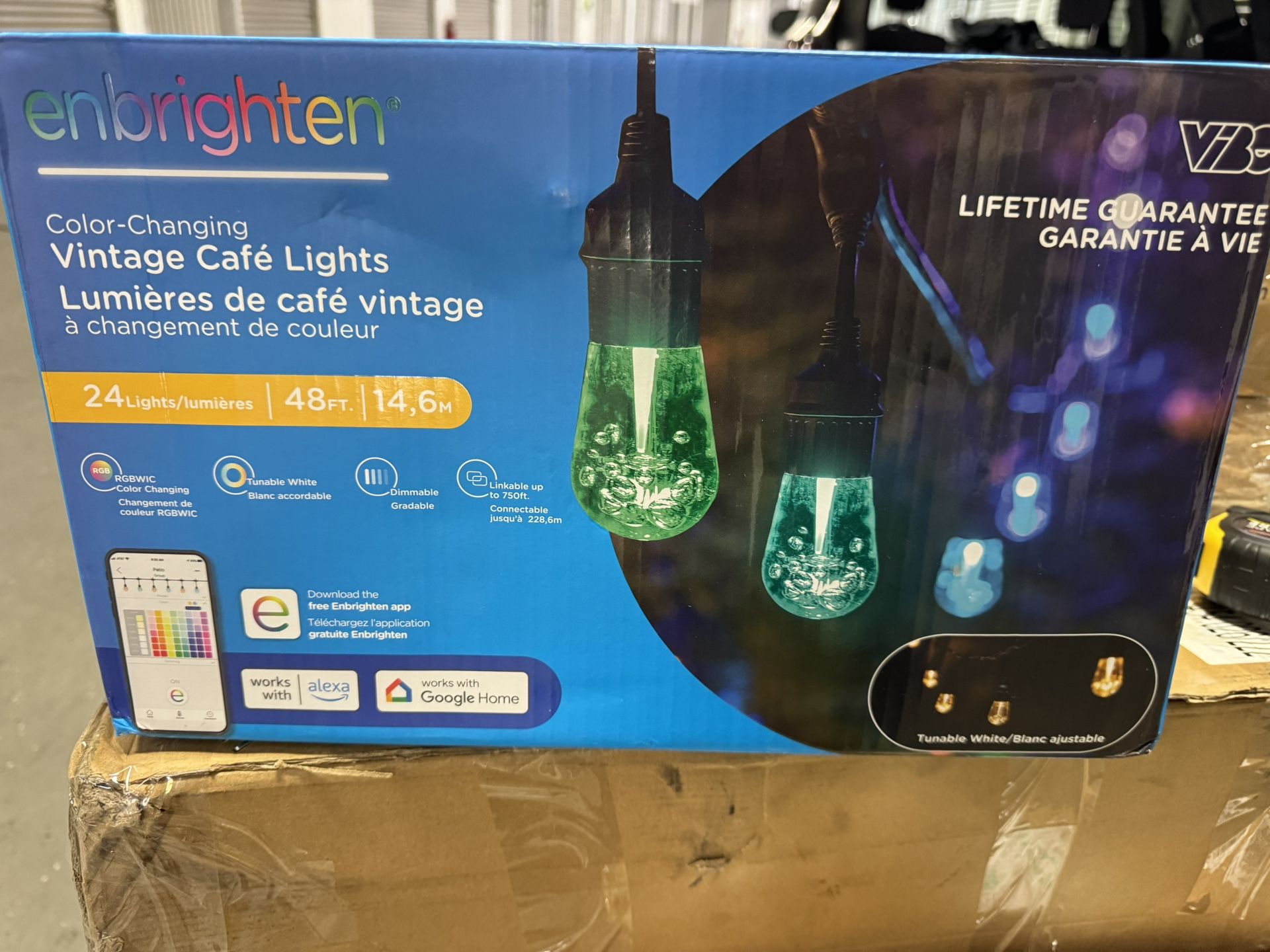 Enbrighten Vintage Cafe String Lights LED Color Changing 48 ft 24 Lights  