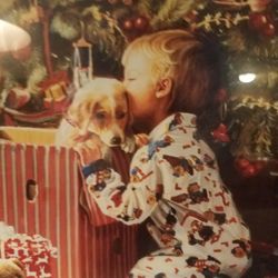 Childs  first  puppy framed picture