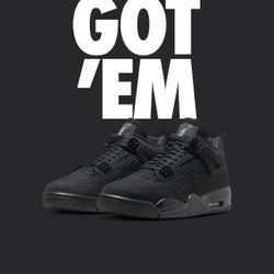 Jordan 4 Retro Black CATS 2025 Size 14