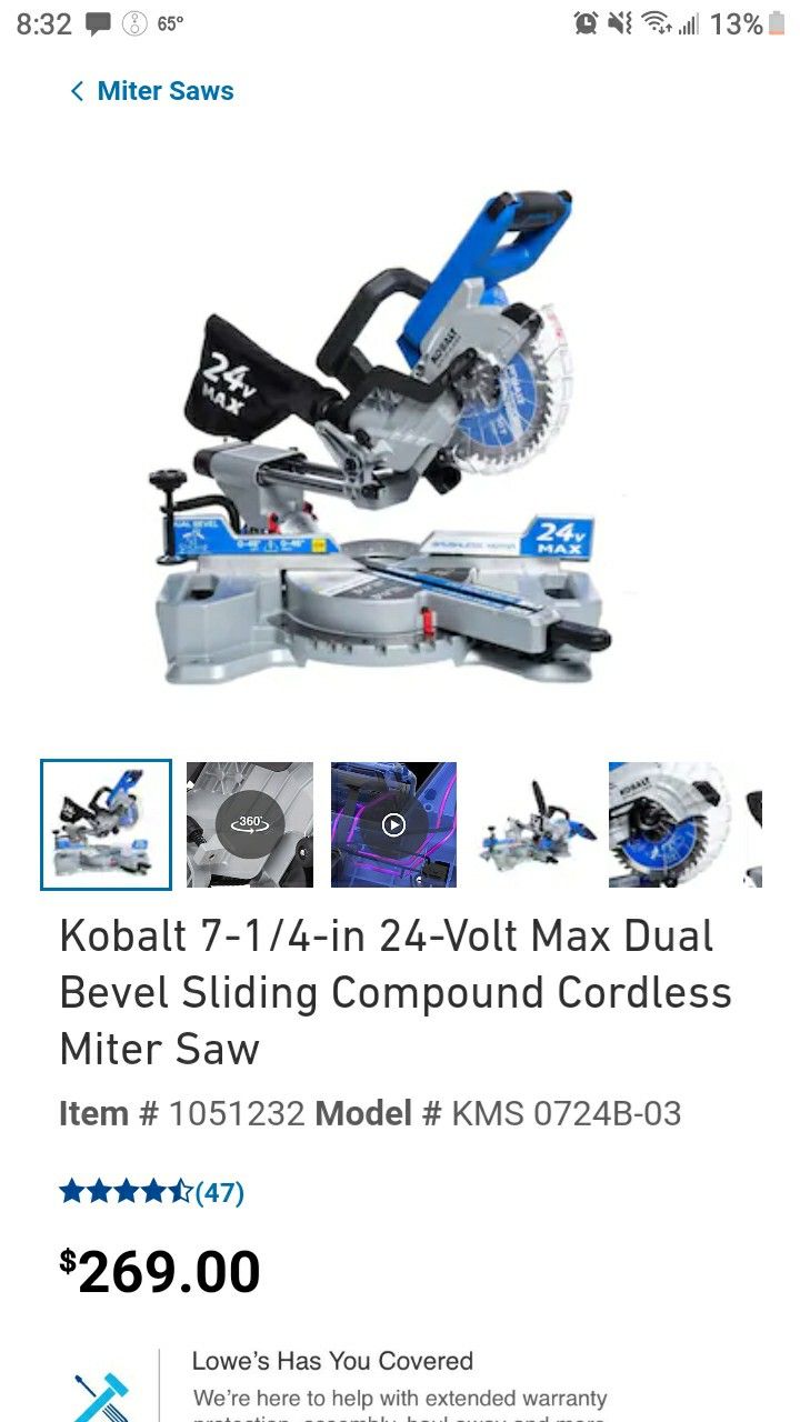 Kobalt 7-1/4-in 24-Volt Max Dual Bevel Sliding Compound Cordless Miter Saw  for Sale in Conyers, GA OfferUp