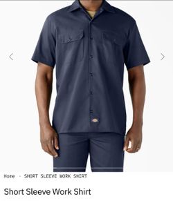 Men's Dickies Brand Button Up Short Sleeve Navy Blue Work Shirts- Size Large - Everett, WA
