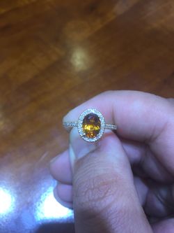 Citrine Diamond Gemstone Ring