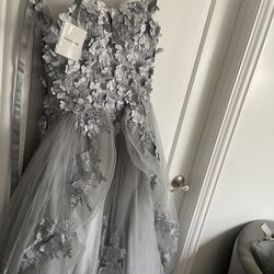 SILVER GREY QUINCE DRESS FOR SALE 
