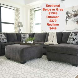 Ashley SECTIONAL GREY OR BIEGE OCTOBER SALE