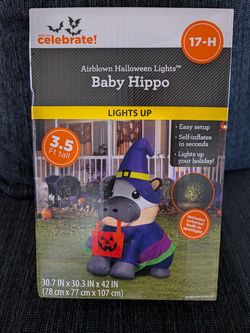 Way to Celebrate Halloween Inflatable Baby Hippo 3.5 Ft