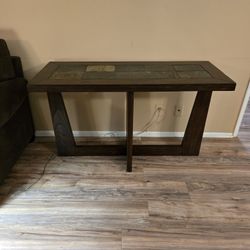 Large Rustic Slate-Top Sofa / Console Table – 50"