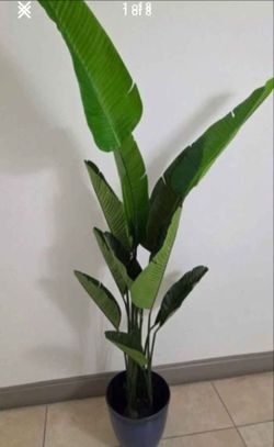 *** JUST REDUCED *** 6.5ft Faux Bird of Paradise in a 12in (Diameter) Blue Resin Planter @ Lasting Creations