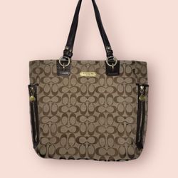 Coach Signature Zip Tote F19388 Khaki/Brown