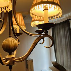 Vintage Brass Chandelier 6 Light Traditional Ceiling Lamp