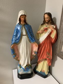 Antique Jesus and Mary