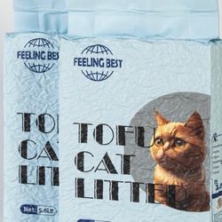 FEELING BEST Tofu Cat Litter 5.6LB Green tea Clumping,99%dust free, Flushable