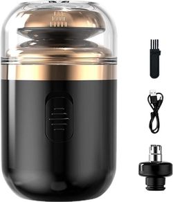 Mini Electric Shaver, Portable Automatic Razor for Men, Portable Pocket Shaver, USB Rechargeable Rotary Shaver for Home, Car, Travel(Black)
